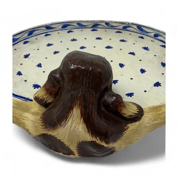 Vintage Paper Mache Bassett Hound Dog Valet Tray Hand Painted Folk Art Boho Rare - Picture 10 of 16